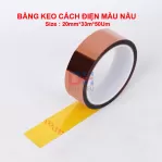 Băng keo chịu nhiệt độ cao màu nâu Polyimide, Kapton, băng dính dán bảng mạch điện tử, bảo vệ bảng mạch PC, CPU